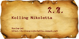 Kolling Nikoletta névjegykártya